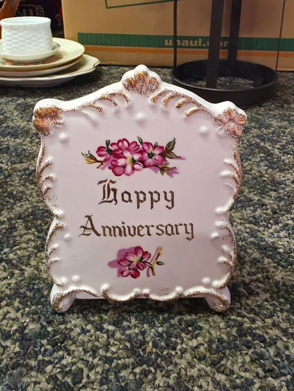 Ucagco Ceramics Happy Anniversary Wall Pocket Vase